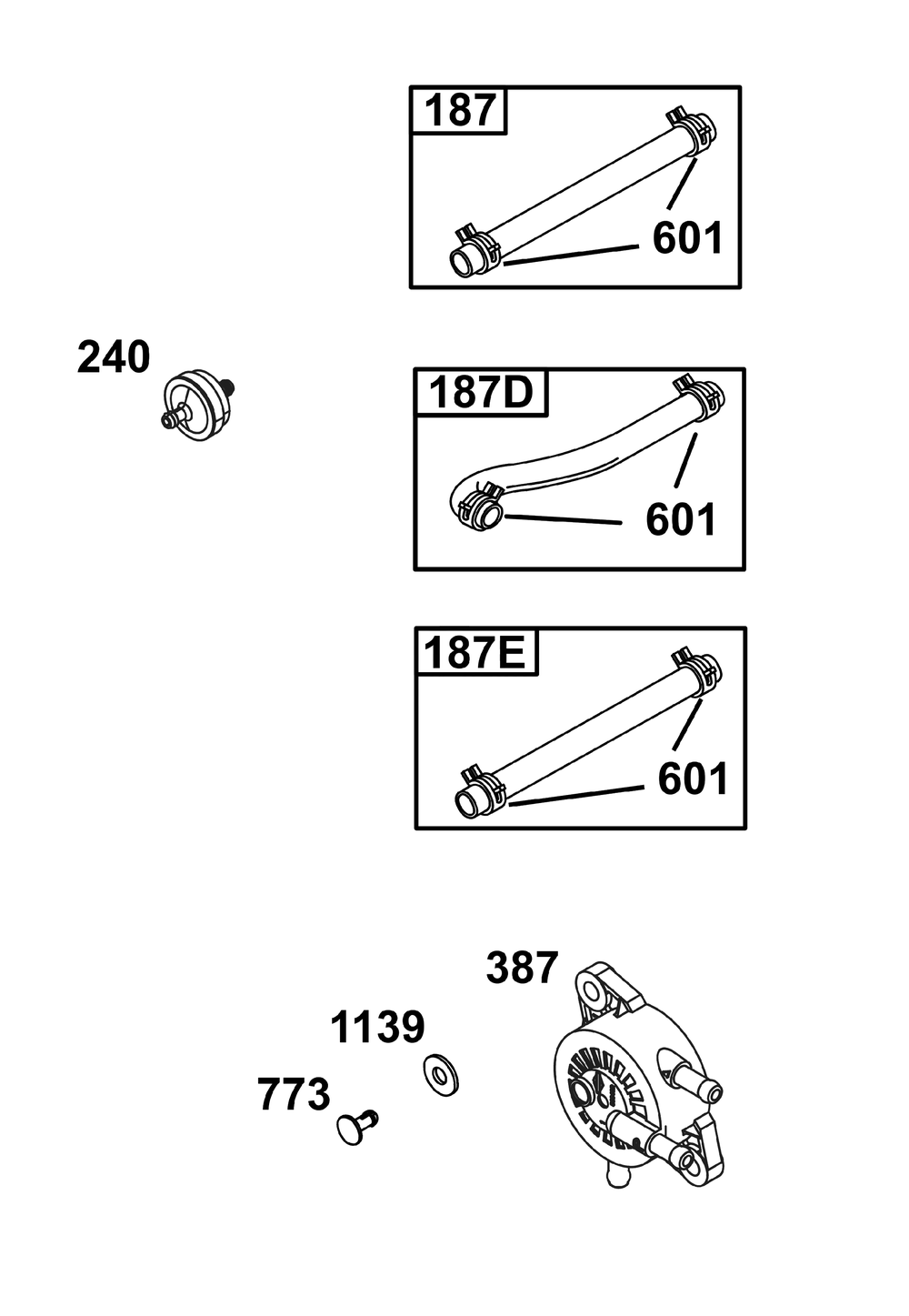 Fuel Supply Group Diagram and Parts List for 31R577-0038-B5 200000 - 399999 Briggs and Stratton Engine